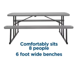 COSCO Intellefit Dark Gray 2-Bench Folding Outdoor Picnic Table -Garden Oasis 810541500 4