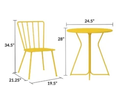 Heidi Yellow 3-Piece Bistro Patio Furniture Set -Garden Oasis 810541503 6