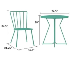 Heidi Turquoise 3-Piece Bistro Patio Furniture Set -Garden Oasis 810541506 6