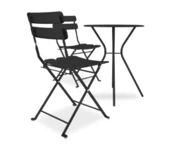 COSCO Outdoor Living Black 3-Piece Folding Bistro Patio Seating Set -Garden Oasis 810541510 5