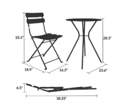 COSCO Outdoor Living Black 3-Piece Folding Bistro Patio Seating Set -Garden Oasis 810541510 6