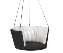 Sally Black Wicker Hanging Patio Swing -Garden Oasis 810541518 6 1