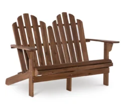 Flint Acorn Wood Patio Adirondack Double Bench -Garden Oasis 810541697 A0 1