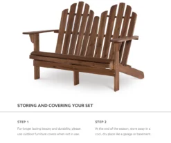 Flint Acorn Wood Patio Adirondack Double Bench -Garden Oasis 810541697 D8 10