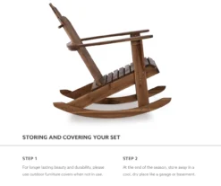 Flint Acorn Wood Patio Adirondack Rocking Chair -Garden Oasis 810541698 A8 9