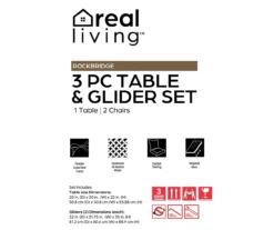 Real Living Rockbridge 3-Piece Cushioned Patio Glider & Side Table Set -Garden Oasis 810544190 61