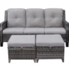 Real Living Rockbridge All-Weather Wicker Cushioned Patio Sofa & Ottoman Set
