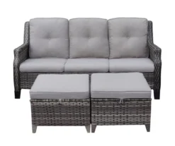 Real Living Rockbridge All-Weather Wicker Cushioned Patio Sofa & Ottoman Set