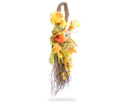 26" Berry, Leaf & Pumpkin Teardrop Wreath -Garden Oasis 810545612 2