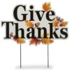 "Give Thanks" Autumn Leaves Yard Stake -Garden Oasis 810547803 1