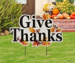 "Give Thanks" Autumn Leaves Yard Stake -Garden Oasis 810547803 6
