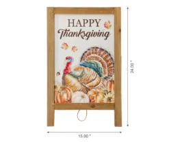 "Happy Thanksgiving" Turkey & Leaves Easel Sign -Garden Oasis 810547806 5