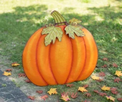 36" Oversize Orange Metal Pumpkin Yard Stake -Garden Oasis 810547849 A0 4