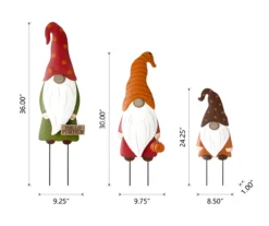 "Hello Pumpkin" Gnome Family 3-Piece Yard Stake Set -Garden Oasis 810547850 A0 11