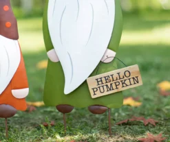 "Hello Pumpkin" Gnome Family 3-Piece Yard Stake Set -Garden Oasis 810547850 A0 7