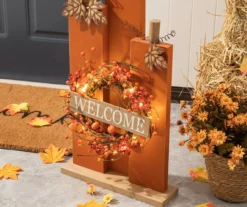 "Welcome" Light-Up Wreath Pumpkin Decor -Garden Oasis 810547855 A0 4