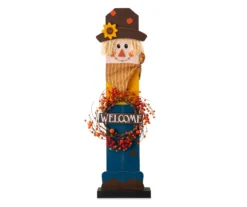 "Welcome" Light-Up Wreath Scarecrow Decor -Garden Oasis 810547856 2