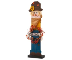 "Welcome" Light-Up Wreath Scarecrow Decor -Garden Oasis 810547856 3