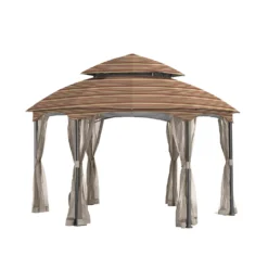 Heritage Gazebo Canyon Stripe Replacement Canopy -Garden Oasis 810549193 81