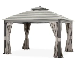 Shadow Creek Gazebo Stone Stripe Replacement Canopy -Garden Oasis 810549224 6