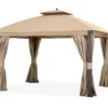 Shadow Creek Gazebo Beige Replacement Riplock Canopy & Side Mosquito Netting Set -Garden Oasis 810549226 1