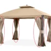 Shadow Creek Gazebo Beige Replacement Privacy Curtain Set -Garden Oasis 810549227 1