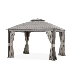 Shadow Creek Gazebo Beige Damask Replacement Canopy -Garden Oasis 810549233 61
