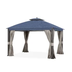 Shadow Creek Gazebo Midnight Blue Trellis Replacement Canopy -Garden Oasis 810549234 61