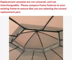 Heritage Gazebo Beige Replacement Riplock Canopy & Side Mosquito Netting Set -Garden Oasis 810549238 7