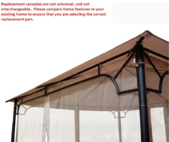 Bamboo Look Gazebo Beige Replacement Riplock Canopy & Side Mosquito Netting Set -Garden Oasis 810549241 4