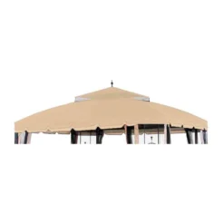 Bay Window Single Finial Gazebo Beige Replacement Riplock Canopy -Garden Oasis 810549292 11