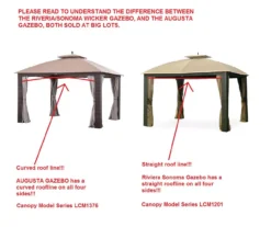 Riviera Sonoma Gazebo Beige Damask Replacement Canopy -Garden Oasis 810549315 3