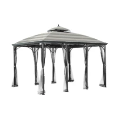 Somerset Gazebo Stone Stripe Replacement Canopy -Garden Oasis 810549340 3