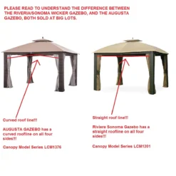 Augusta Gazebo Beige Replacement Riplock Canopy & Side Mosquito Netting Set -Garden Oasis 810549367 3