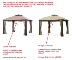 Augusta Gazebo Beige Replacement Riplock Canopy & Side Mosquito Netting Set -Garden Oasis 810549367 31
