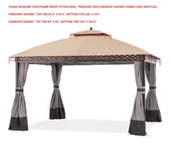 Pinehurst Gazebo Beige Replacement Riplock Canopy & Side Mosquito Netting Set -Garden Oasis 810549371 31