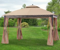 Pinehurst Gazebo Beige Replacement Privacy Curtain Set -Garden Oasis 810549372 11