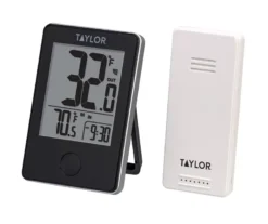 Taylor Black & Silver Wireless Digital Indoor & Outdoor Thermometer