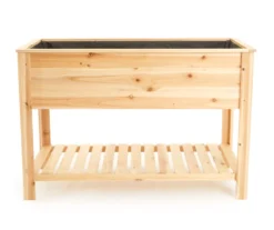 47.6" Wood Raised Garden Bed With Shelf