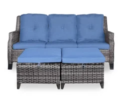 Real Living Rockbridge All-Weather Wicker Cushioned Patio Sofa & Ottoman Set -Garden Oasis 810555261