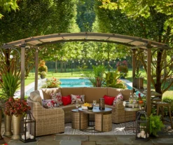 8.5' X 13' Capilano Steel Pergola With Bar Counter -Garden Oasis 810555271 7