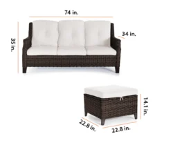 Real Living Rockbridge All-Weather Wicker Cushioned Patio Sofa & Ottoman Set -Garden Oasis 810555287 1