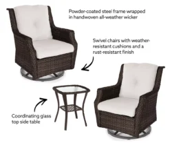 Real Living Rockbridge 3-Piece Cushioned Patio Glider & Side Table Set -Garden Oasis 810555289 X0 1