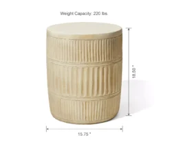 18.5" White Textured Terracotta Look Drum Garden Table -Garden Oasis 810565880 3