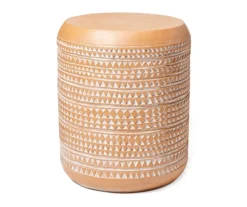 18.5" Terracotta Look Patterned Drum Garden Table