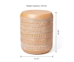 18.5" Terracotta Look Patterned Drum Garden Table -Garden Oasis 810565971 3