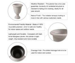 Glitzhome Plastic Urn Planters, 2-Pack -Garden Oasis 810565981 5