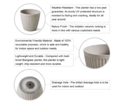 Glitzhome 15.5" Fluted Plastic Planters, 2-Pack -Garden Oasis 810565985 4