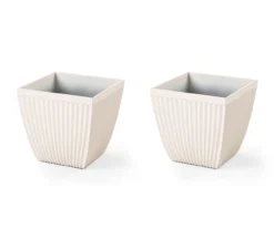 Glitzhome 16.25" Fluted Plastic Planters, 2-Pack -Garden Oasis 810565986 1