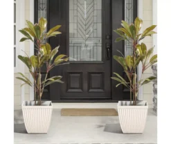 Glitzhome 16.25" Fluted Plastic Planters, 2-Pack -Garden Oasis 810565986 2